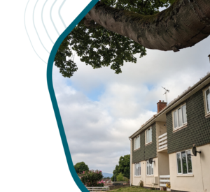 Topographical-themed perspective of social housing in Somerset