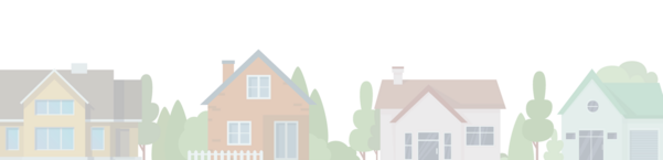 Block colour illustration of a row of houses