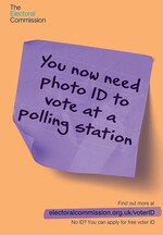 Graphic remding voters they need photo ID to vote in person at a polling station