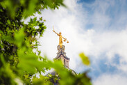 Gold-plated statue of Lady Justice on top of the Old Bailey, England's criminal court in the City of London