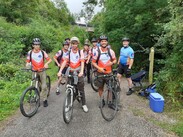 Frome Community College students and Somerset Council staff posing on their bicycles on Collier’s Way