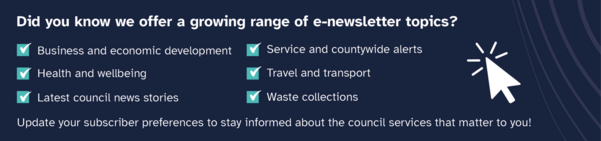 Advert with a mouse cursor and ticked check boxes of other e-newsletter topics, excluding climate