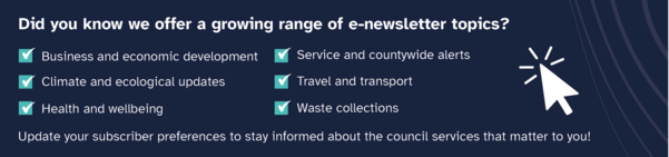 Advert with a mouse cursor and ticked check boxes of other e-newsletter topics, excluding council news