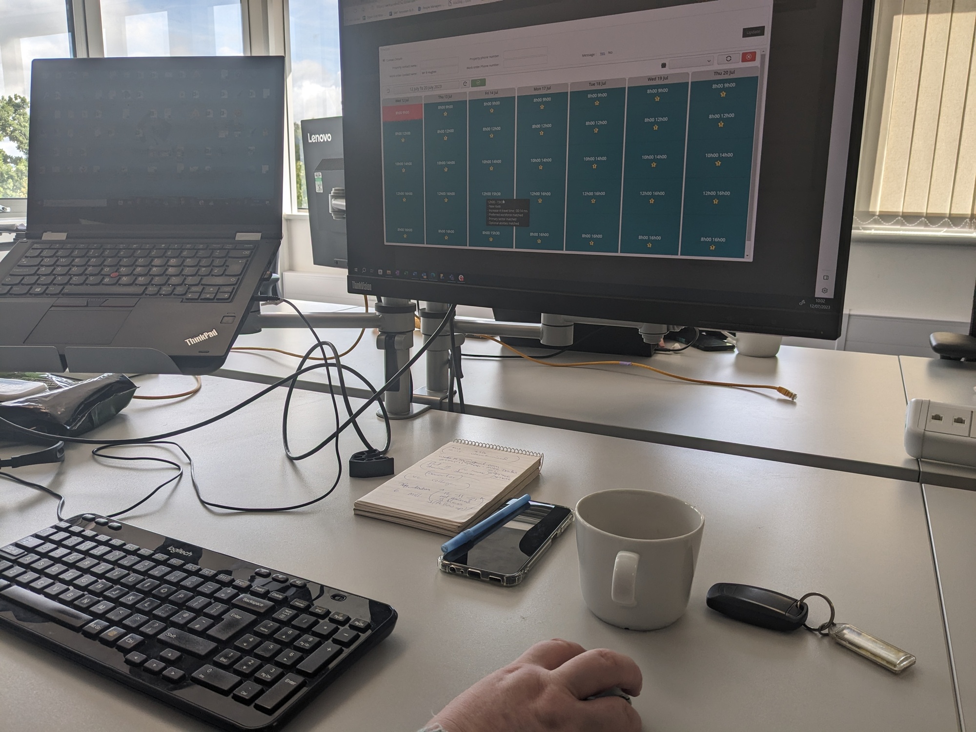 Scheduler's Computer Screen