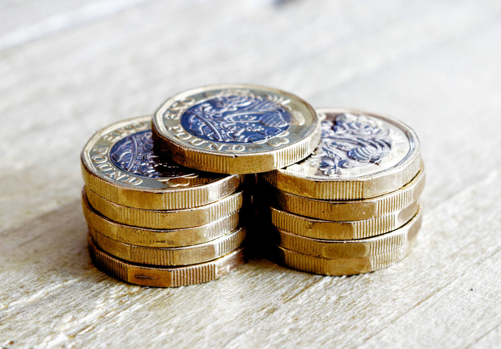 Stack of £1 coins