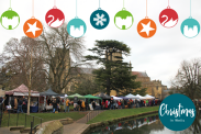 Wells Christmas Market 2022 Bishop's Palace Green Moat view