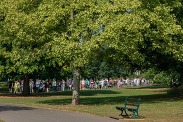 Photo of Walk for a Life participants in Vivary Park, Taunton.