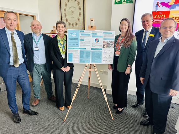 L-R: Jonathan Higman, Clllr Bill Revans, Angela Kerr, Katherine Nolan, Paul von der Heyde, Duncan Sharkey with the signed MoU