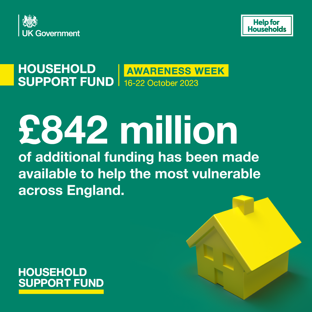 Yellow monopoly house on green background, captioned '£842 million of additional funding has been made available'.