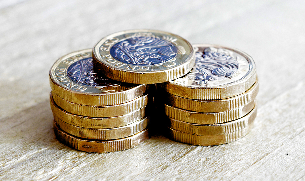 Stacked £1 coins