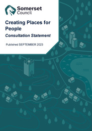 Front cover of the Creating Places for People Consultation Statement with rural themed icons on a dark green background.