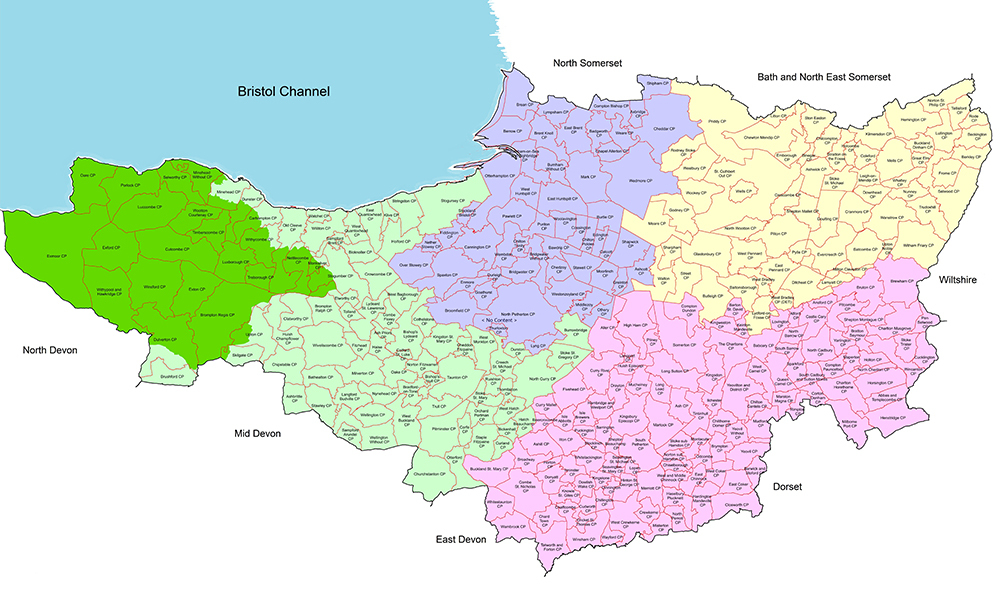 Map of Somerset's parishes