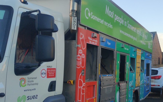 Recycling lorry collecting in the street