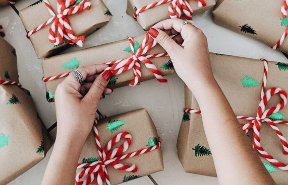 Presents wrapped in brown paper