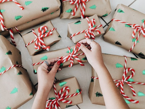 Presents wrapped in brown paper