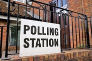 photo of the outside of a polling station