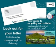 Social graphic captioned 'Look out for your letter', featuring an addressed envelope and a recycling and rubbish guide.