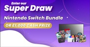 Details of the lottery prize draw featuring a Nintendo Switch bundle and 50-inch UltraHD smart TV.