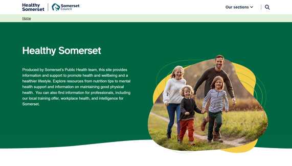 Screenshot of the new Healthy Somerset website.