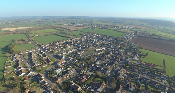 Aerial view of Ruishton and Thornfalcon parish, Somerset.