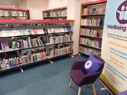 Purple chair in Somerset library.