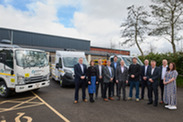 Kier and Council staff at Canal Side in Bridgwater, posing in front of highways maintenance vehicles.