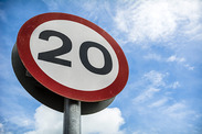 20 speed limit road sign.