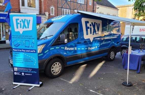 Fixy van set up at an event