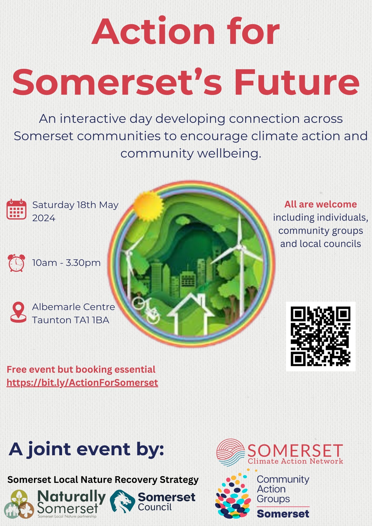 Somerset action poster with details of event on 18 May