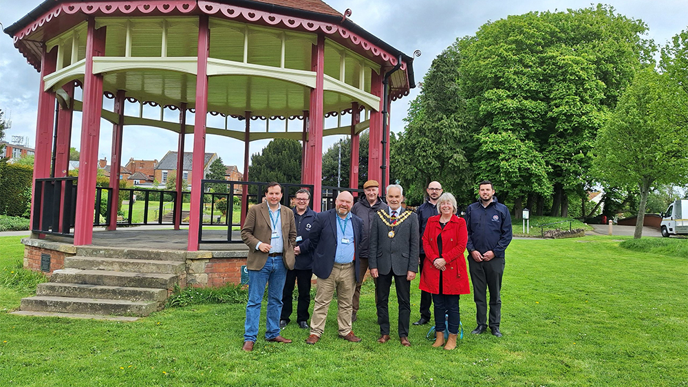 Councillors and key staff gather at the iconic bandstand situated in Bridgwater’s beautiful Blake Gardens.