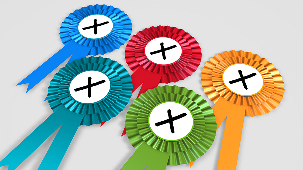 Stock image of UK Election Rosettes.