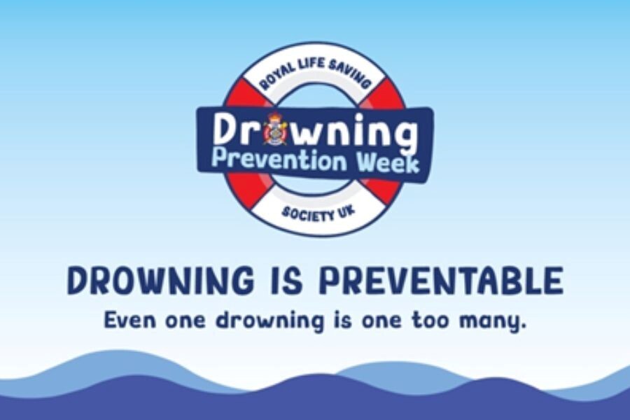 Drowning Prevention Week social graphic with logo, captioned: 'Drowning is preventable, even one drowning is one too many'.