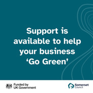 Graphic stating that support is available to help your business go green.