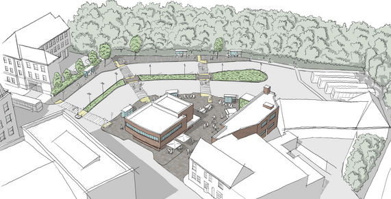 Artist's impression of Taunton’s former bus station, revamped.