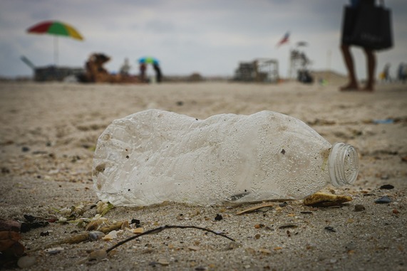 Plastic bottle on beach