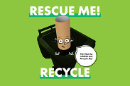 Recycle week graphic. Rescue toilet roll tubes from the bin.