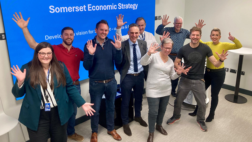 Members of Somerset's Economic Growth Board meeting together.
