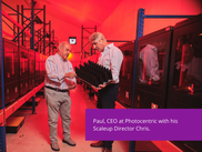 Paul, CEO at Photocentric in a 3D printing lab with his Scaleup Director Chris.