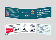3D view of the new business card with information about the dangers of drink and drug driving.