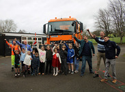 Pupils at West Pennard Primary School with Head Teacher Mr Wheat, Kier & council reps, and Cllr Wilkins.