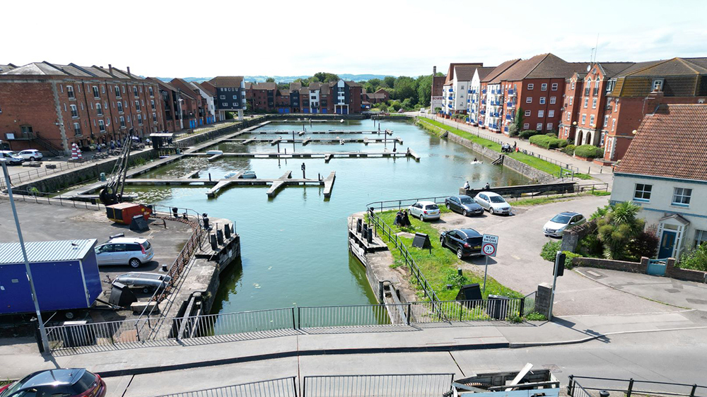 Overhead view of Bridgwater Docks.