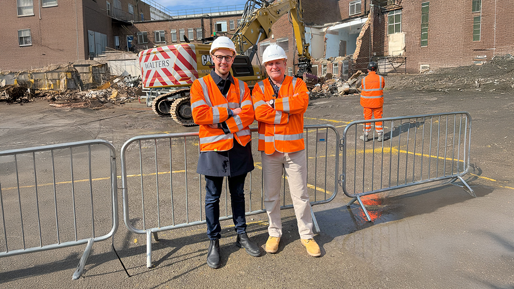 Councillor Mike Rigby and Yeovil MP Adam Dance during demoliton.