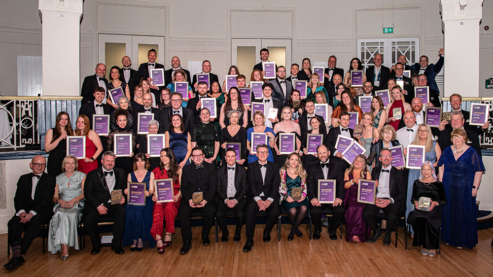 Group photo of the 2025 Somerset Business Awards winners holding their certificates.