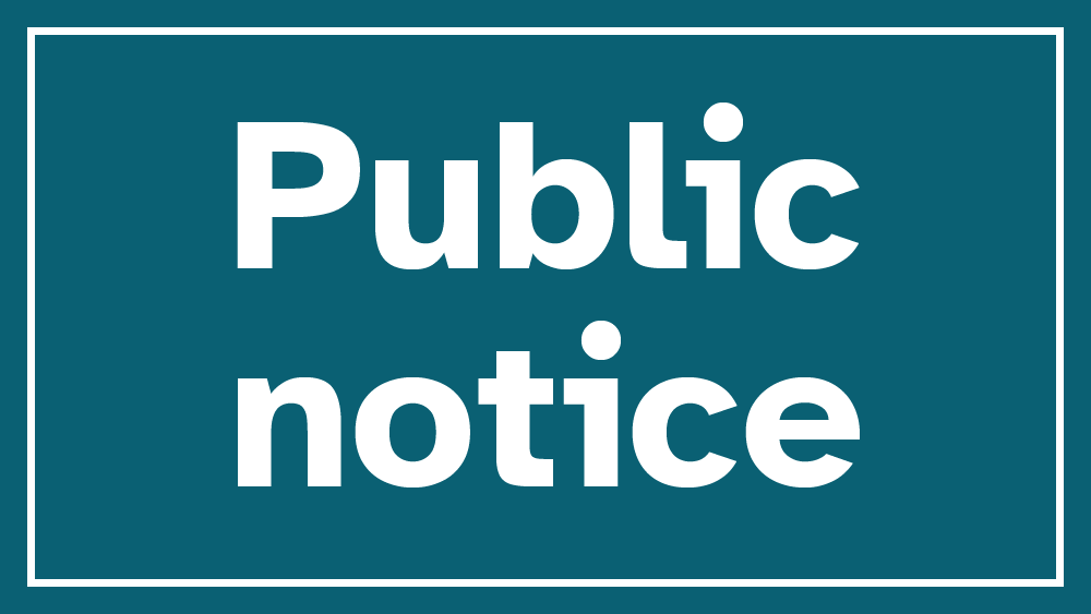Text only on teal background, captioned: 'Public notice'.