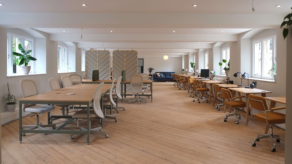 Interior view of the shared workspace at Distil Coworking, Kilver Court.