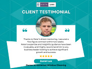 HotSW Growth Hub-branded graphic featuring window cleaner, Daniel Lee, and his Digital Link testimonial.