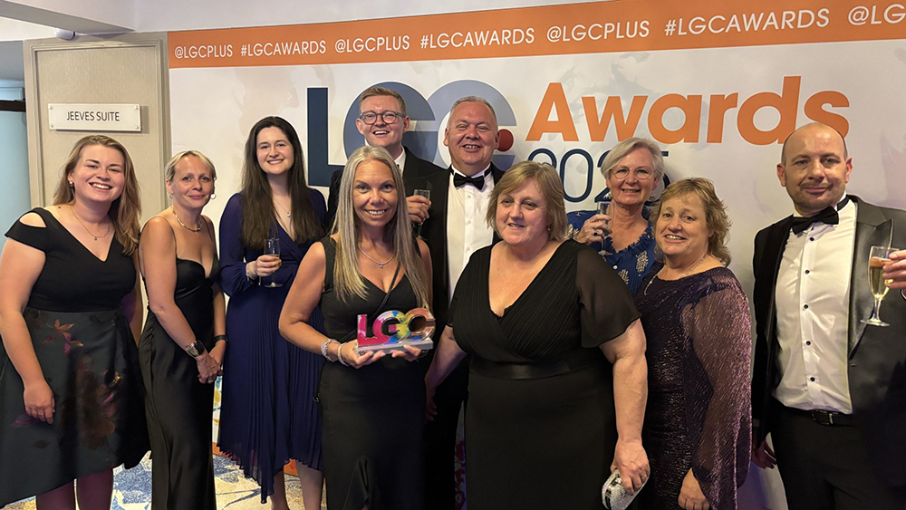 The winning Somerset Council team with their Local Government Chronicle award.