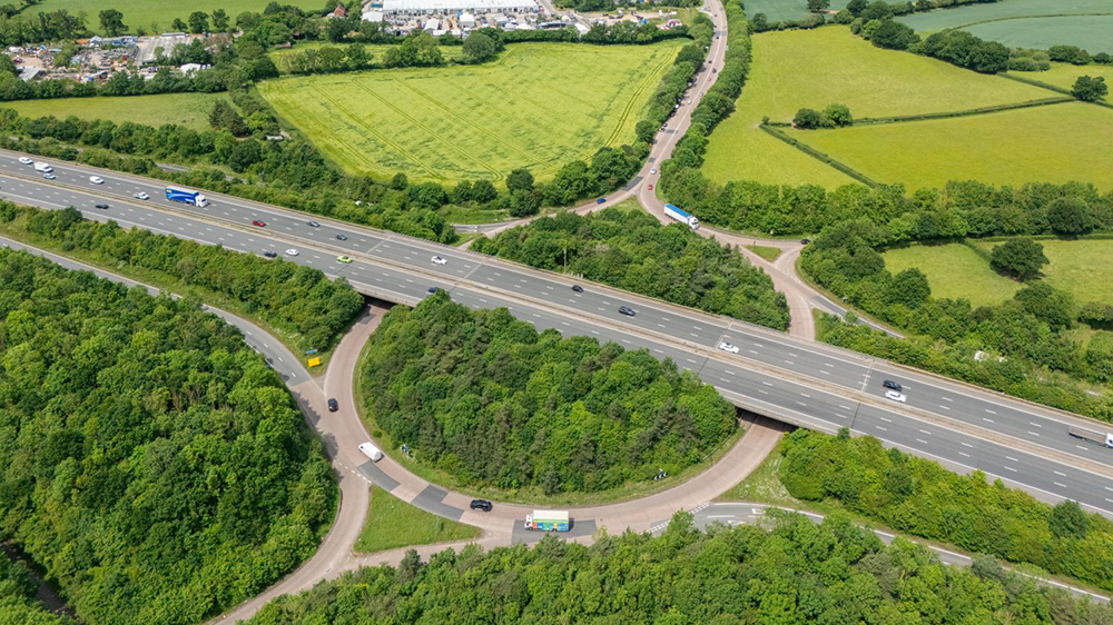 Overhead view of Junction 26 on the M5.