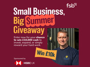 FSB and HSBC UK branded graphic a Keltic Seafare staff member portrait, captioned: 'Small Business, Big Summer Giveaway'.