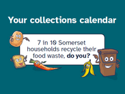 Front cover of a sample 2025/26 waste collections calendar leaflet.